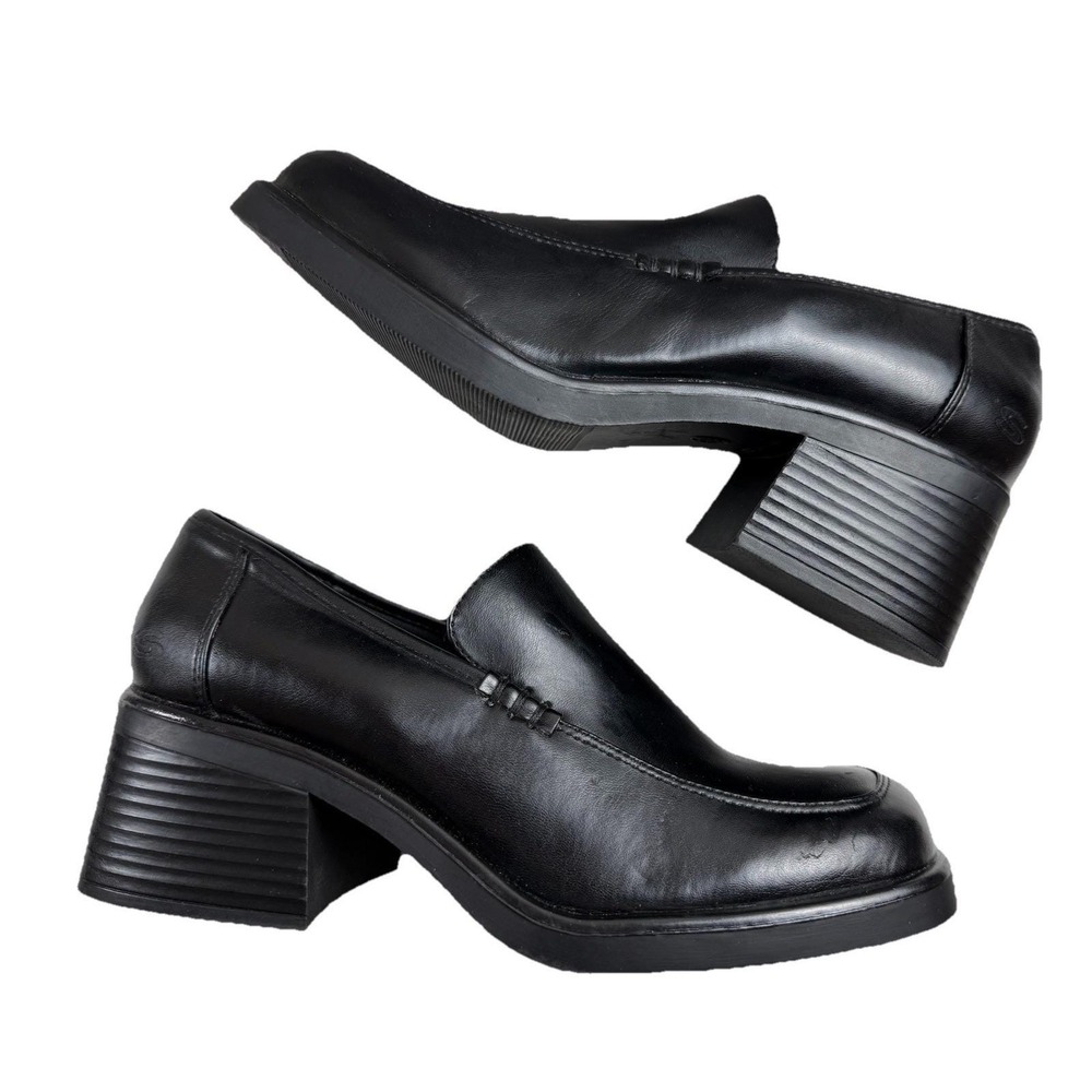 Skechers 90s Y2K Vtg Womens Black Platform Chunky Loafer Shoe Sz 8.5 Grunge Goth